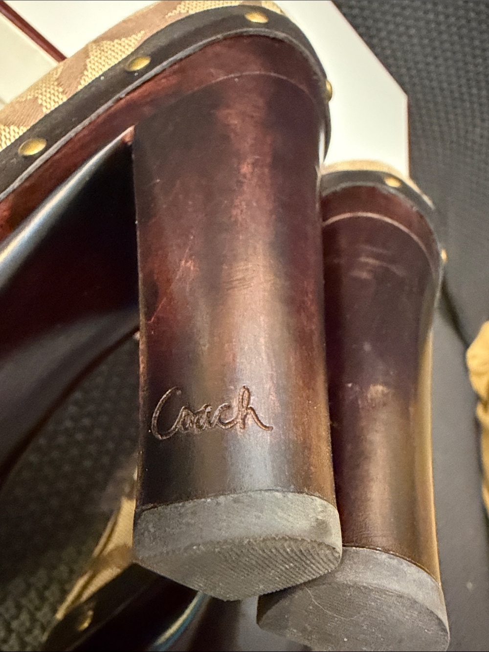 Coach Tan/Brown Signature Canvas Studded Platform Pumps -425 - Picture 8 of 10